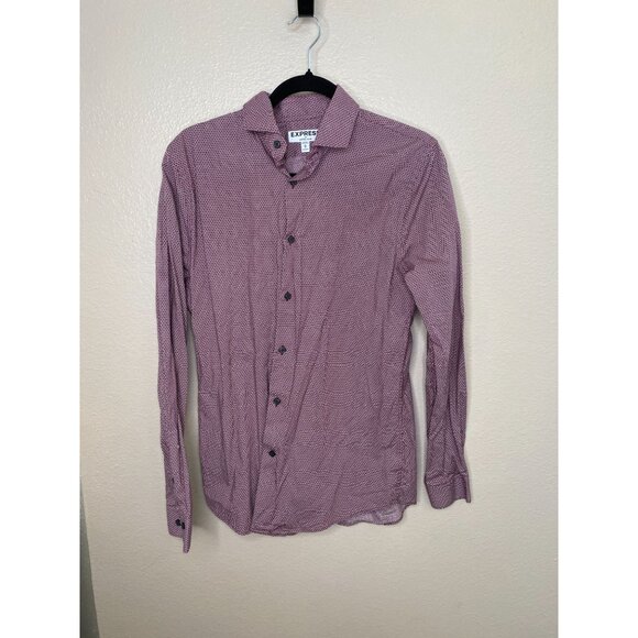 Express Other - Express Mens Extra Slim Fit Dress Shirt Size M Burgundy Pattern 100% Cotton